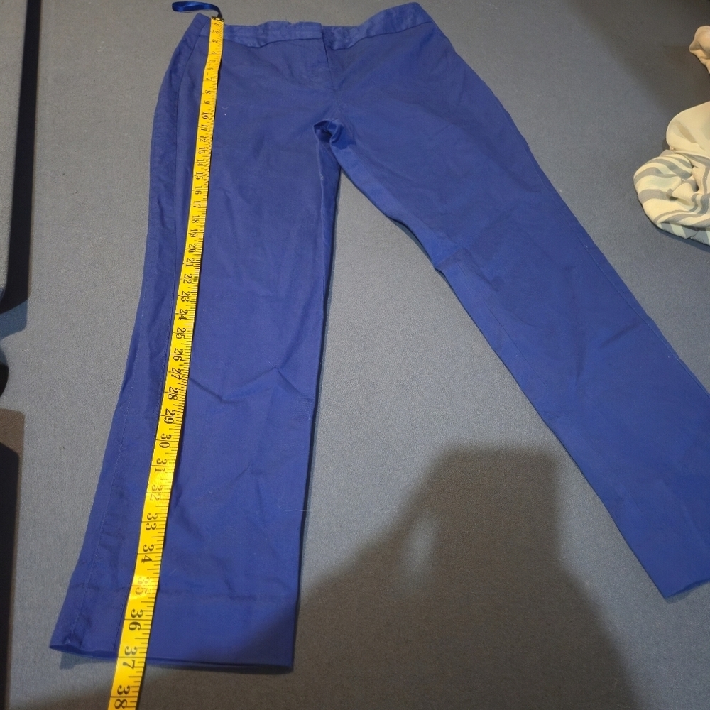 Size 6 Anne Klein Royal Blue Cropped Slip On Pants Casual Chic Minimalist Work